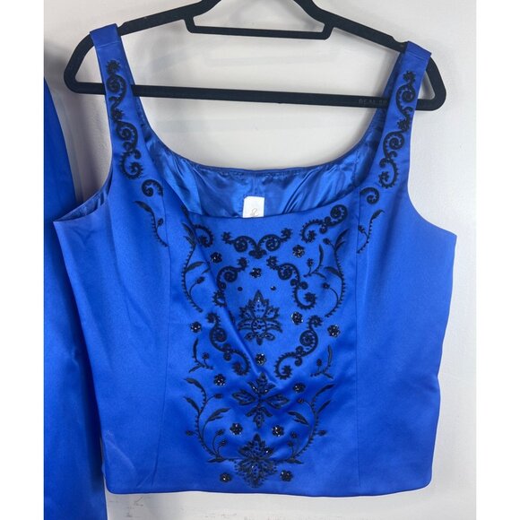 Z Studio 2 pc Formal Jacket & Sleeveless Top Blue Bead Accent Size 18 - Picture 4 of 12